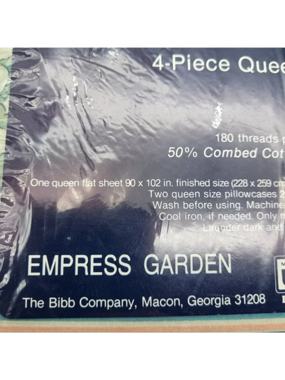 Vintage Empress Garden 4 piece queen sheet set Dream Styles USA Made NOS Sealed